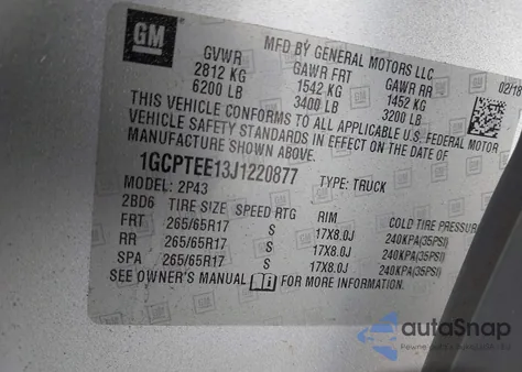 2018 Chevrolet Colorado Zr2 z USA, uszkodzony, nr VIN 1GCPTEE13J1220877